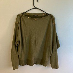 Stella & Dot Olive Green Top with Gold Accents